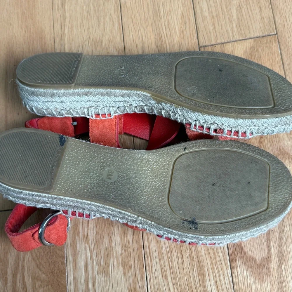 Via Spiga Espadrille Sandals ‎ Suede Ankle Strap -Orange size 8M